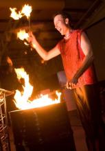 Drums Flaming Fire show