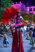 Stilts Burlesque red feather